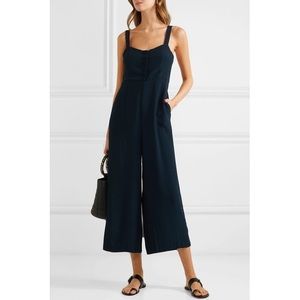 Madewell Navy Button-Front Wide-Leg Jumpsuit